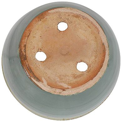 Sunnydaze 15 in Chalet High-Fired Glazed Ceramic Planter - Seafoam