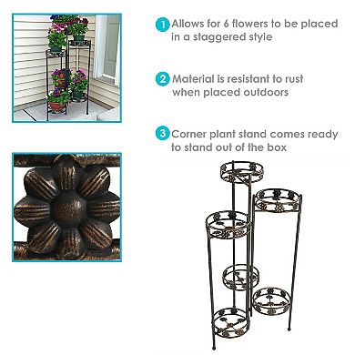 Sunnydaze Bronze Steel 6-tier Staggered Folding Plant Stand - 45 In