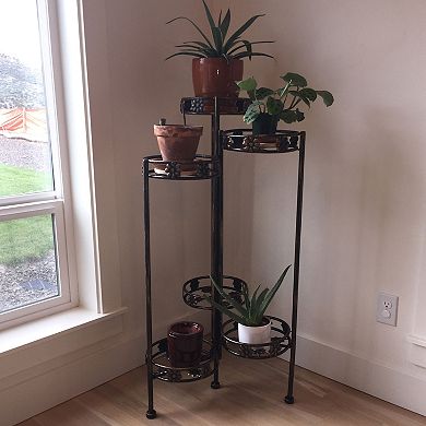 Sunnydaze Bronze Steel 6-tier Staggered Folding Plant Stand - 45 In
