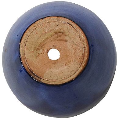 Sunnydaze 10 in Resort Glazed Ceramic Planter - Imperial Blue - Set of 2