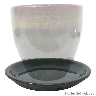 Sunnydaze 9 in Ceramic Flower Pot/Plant Saucer - Dark Green - Set of 4