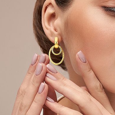 Stella Grace 10k Gold Open Huggie Hoop Dangle Earrings