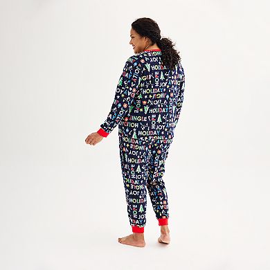 Plus Size Jammies For Your Families® Get Your Jingle On Microfleece Top and Bottoms Pajama Set