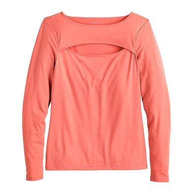 Women's Nine West Fitted Long Sleeve Cutout Top