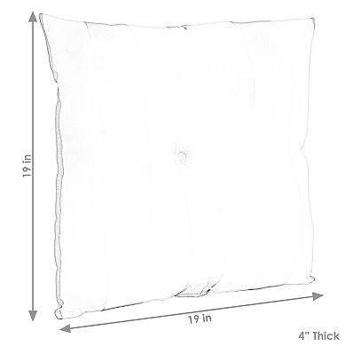 Sunnydaze 2 Outdoor Tufted Back Cushions - 19 x 19-Inch - Gray Geometric