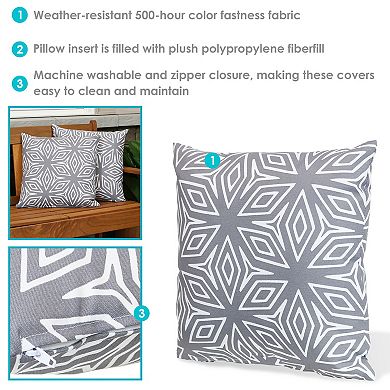 Sunnydaze 2 Outdoor Decorative Throw Pillows - 17 x 17-Inch - Gray Geometric