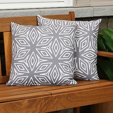 Sunnydaze 2 Outdoor Decorative Throw Pillows - 17 x 17-Inch - Gray Geometric