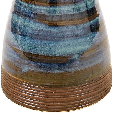 Sunnydaze Duo-Tone Outdoor Glazed Ceramic Bird Bath - 20.5 in - Galaxy Blue