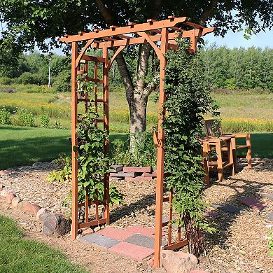 Sunnydaze Wooden Fir Arbor Weatherproof Arched Garden Walkway - 78 in