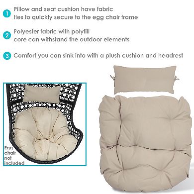 Sunnydaze Replacement Cordelia Outdoor Egg Chair Cushion Set