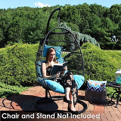 Sunnydaze Julia Egg Chair Replacement Seat and Headrest Cushions - Blue