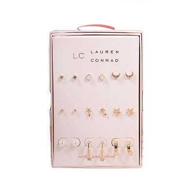 LC Lauren Conrad Celestial & Pearl Nickel Free Earrings Set