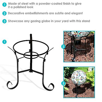 Sunnydaze Black Steel Traditional Style Outdoor Gazing Ball Stand - 9-Inch