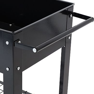 Sunnydaze Galvanized Steel Mobile Raised Garden Bed Cart - Black