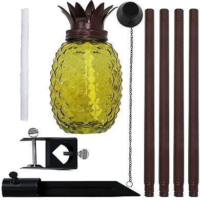 Sunnydaze Glass Tropical Pineapple 2-in-1 Outdoor Torch - Yellow - Set of 2