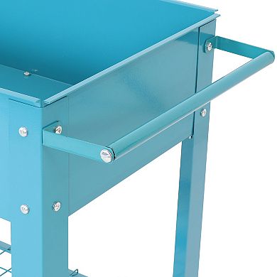 Sunnydaze 43 in Galvanized Steel Mobile Raised Garden Bed Cart - Blue
