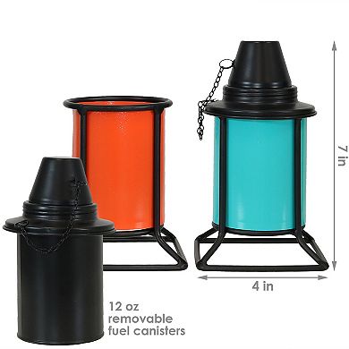 Sunnydaze Glass/Metal Square Outdoor Tabletop Torches - Multi - Set of 8