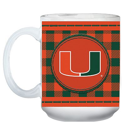 Miami Hurricanes 15oz. Buffalo Plaid Father's Day Mug