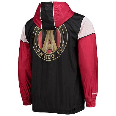 Men's Mitchell & Ness Black Atlanta United FC Highlight Reel Half-Zip Hoodie Windbreaker Jacket