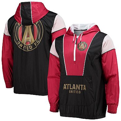 Men's Mitchell & Ness Black Atlanta United FC Highlight Reel Half-Zip Hoodie Windbreaker Jacket
