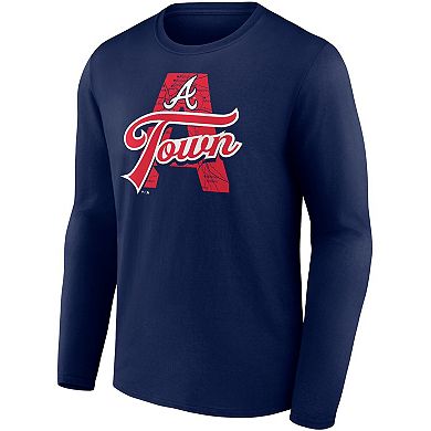 Men's Fanatics Branded Navy Atlanta Braves A-Town Hometown Collection Long Sleeve T-Shirt