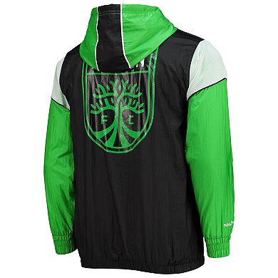 Men's Mitchell & Ness Black Austin FC Highlight Reel Half-Zip Hoodie Windbreaker Jacket