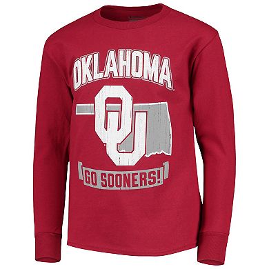 Youth Champion Crimson Oklahoma Sooners Strong Mascot Team T-Shirt