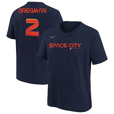 Youth Nike Alex Bregman Navy Houston Astros 2022 City Connect Name & Number T-Shirt
