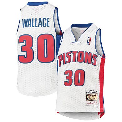 Youth Mitchell & Ness Rasheed Wallace White Detroit Pistons 2003/04 Hardwood Classics Swingman Jersey