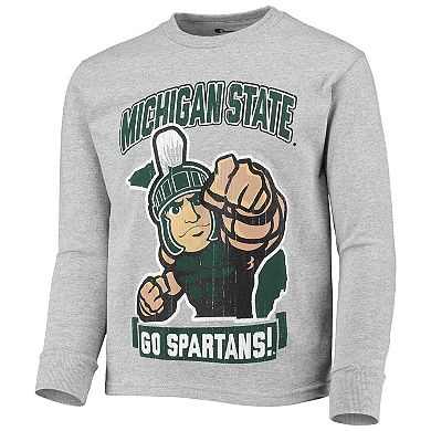 Youth Champion Heathered Gray Michigan State Spartans Strong Mascot Team T-Shirt