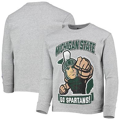 Youth Champion Heathered Gray Michigan State Spartans Strong Mascot Team T-Shirt