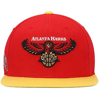 Men's Mitchell & Ness Red/Gold Atlanta Hawks Hardwood Classics Snapback Hat