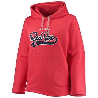 Women's Soft as a Grape Red Boston Red Sox Plus Size Side Split Pullover Hoodie
