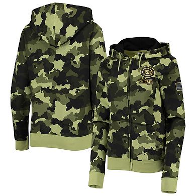 Women's New Era Green Chicago Cubs 2022 MLB Armed Forces Day Camo Full-Zip Hoodie