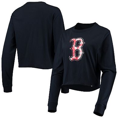 Women's New Era Navy Boston Red Sox Baby Jersey Cropped Long Sleeve T-Shirt