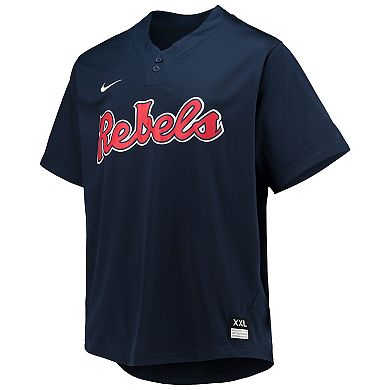 Men's Nike Navy Ole Miss Rebels Two-Button Replica Baseball Jersey
