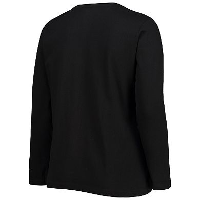 Women's Fanatics Branded Black Washington Commanders Plus Size Primary Logo Long Sleeve T-Shirt