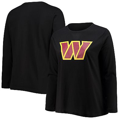 Women's Fanatics Branded Black Washington Commanders Plus Size Primary Logo Long Sleeve T-Shirt