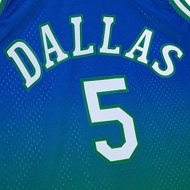 Men's Mitchell & Ness Jason Kidd Green/Navy Dallas Mavericks 1994/95 Hardwood Classics Fadeaway Swingman Player Jersey