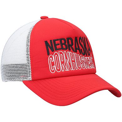 Men's adidas Scarlet/White Nebraska Huskers Wave Foam Trucker Snapback Hat