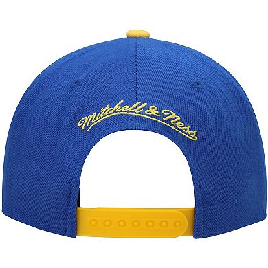 Men's Mitchell & Ness Royal/Gold Golden State Warriors Hardwood Classics Snapback Hat