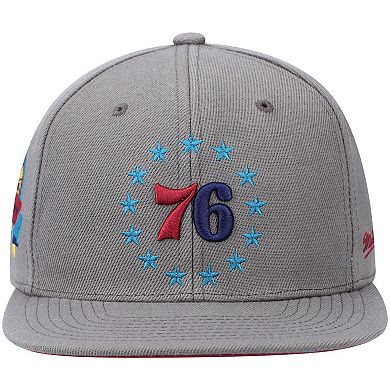 Men's Mitchell & Ness Charcoal Philadelphia 76ers Hardwood Classics 60th Anniversary Carbon Cabernet Fitted Hat