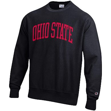 Men's Champion Black Ohio State Buckeyes Big & Tall Reverse Weave Fleece Crewneck Pullover Sweatshirt