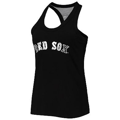 Women's The Wild Collective Black Boston Red Sox Tonal Athleisure Racerback Tank Top
