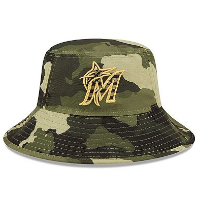 Men's New Era Camo Miami Marlins 2022 Armed Forces Day Bucket Hat