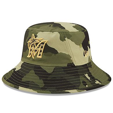 Men's New Era Camo Miami Marlins 2022 Armed Forces Day Bucket Hat