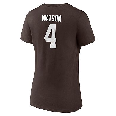 Women's Fanatics Branded Deshaun Watson Brown Cleveland Browns Player Icon Name & Number V-Neck T-Shirt