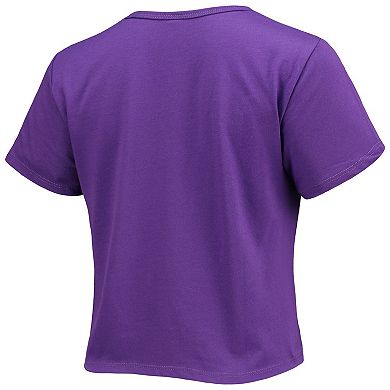 Women's ZooZatz Purple Clemson Tigers Core Laurels Cropped T-Shirt