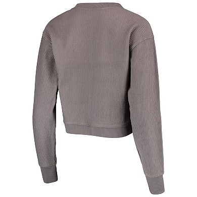 Women's League Collegiate Wear Charcoal Nebraska Huskers Corded Timber Cropped Pullover Sweatshirt