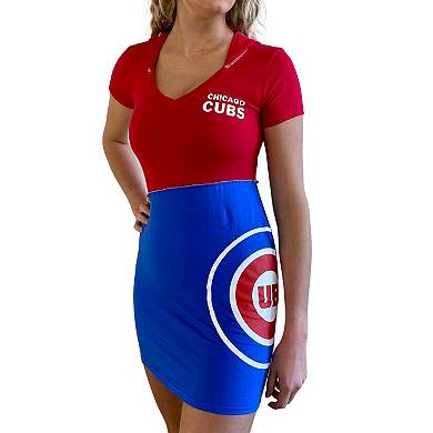 Women's Refried Apparel Red/Royal Chicago Cubs Hoodie Dress